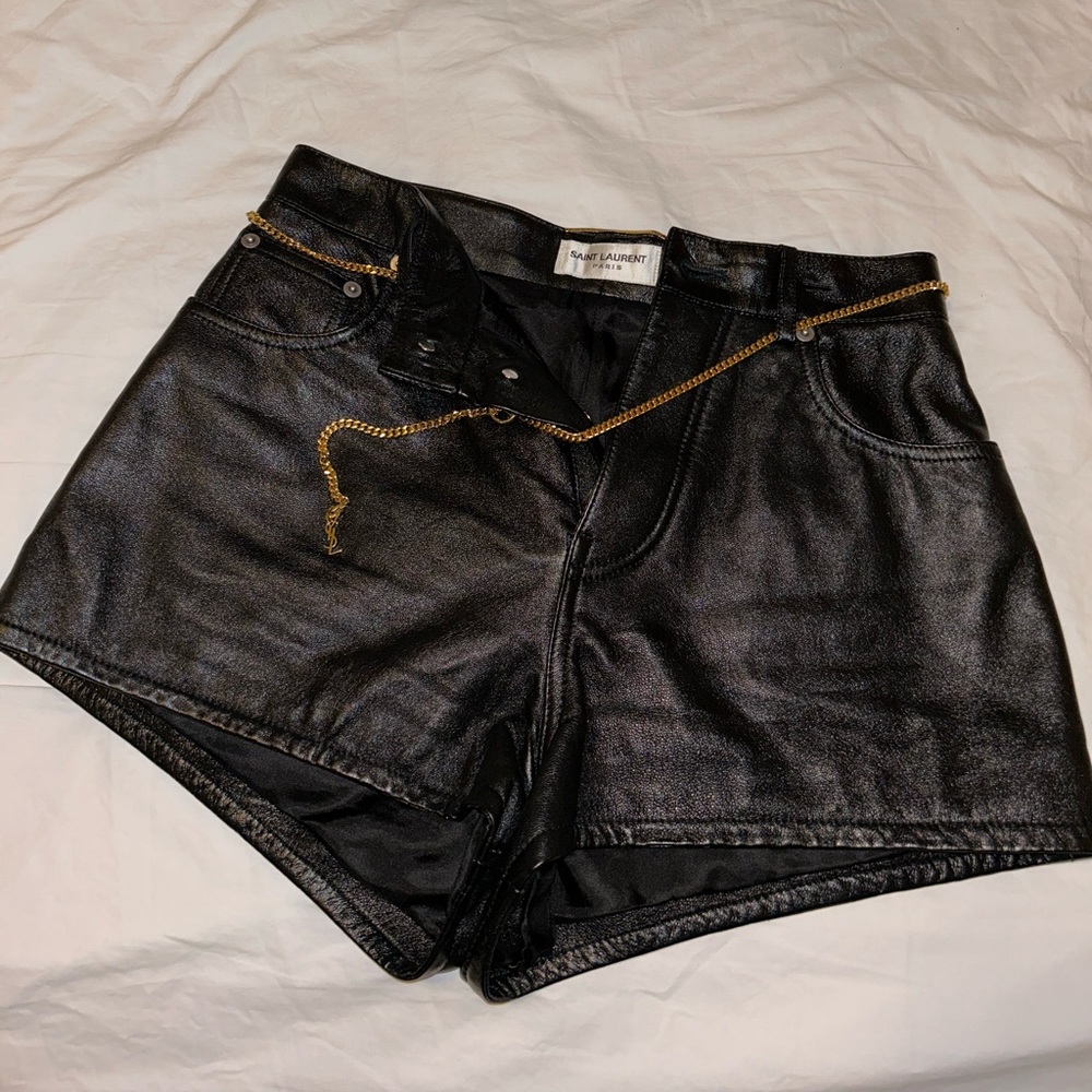SAINT LAURENT LAMBSKIN SHORTS